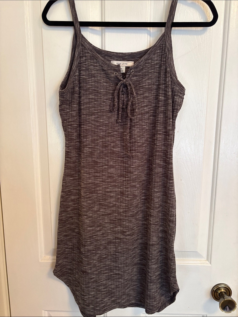 Sleeveless Heathered Grey Lace-Up Tank Dress